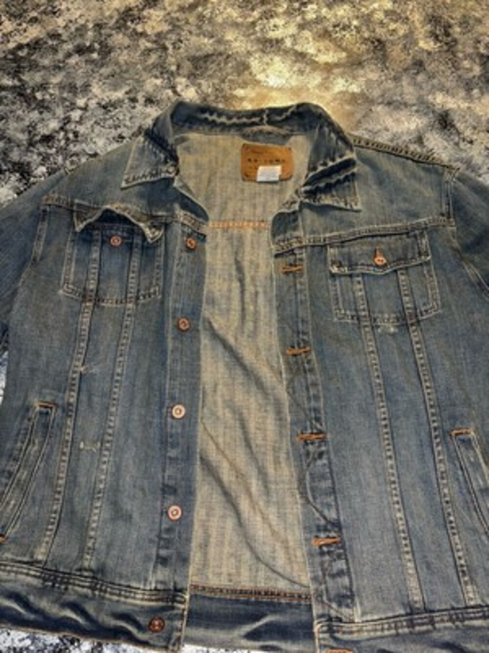 Arizona Jean Co Men's Denim Jean Jacket distressed Blue XL